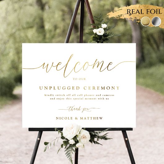 Folie Welkom bij Unplugged Wedding Ceremony Sign Folie Afdrukken