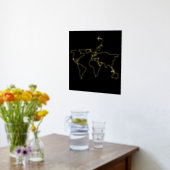 Folie wereldkaart line art wandreisavontuur afdrukken (Laag (Keuken))