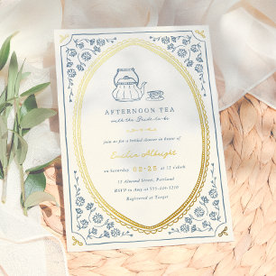Folie Whimsical Vintage Theepartij Bruidsdiner Uitnodiging