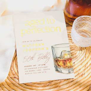 Folie Whiskey Verjaardag 'Gerijpt tot in de perf Uitnodiging