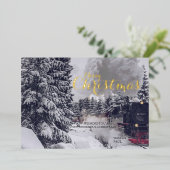 Folie Winter Christmas Wishing Post Kaart (Staand Voorkant)