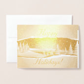 Folie Winter Scene Treins in de sneeuwkerst Folie Kaarten (Voorkant met envelop)