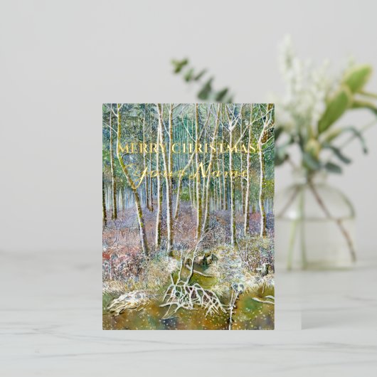 folie winterbos Waterverf Holiday Post Kaart (Staand Voorkant)