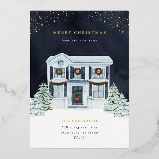 Folie Winternacht Holiday Moving Aankondiging (Voorkant)