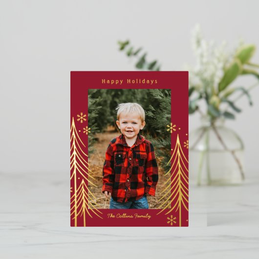 Folie winterscène Briefkaart kerstfeestdag (Staand Voorkant)