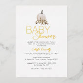 FOLIE Wit Rustiek Boho Pumpkin Baby shower Folie Uitnodiging (Voorkant)