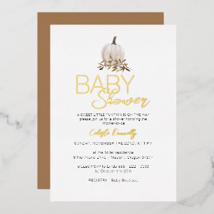 FOLIE Wit Rustiek Boho Pumpkin Baby shower Uitnodiging