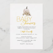 FOLIE Wit Rustiek Boho Pumpkin Baby shower Uitnodiging (Voorkant)