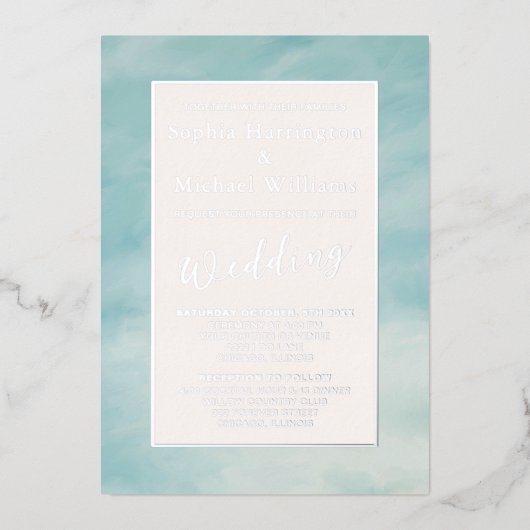 Folie Wolken & Hemel Boho Serene Trouwuitnodiging Uitnodiging (Voorkant)