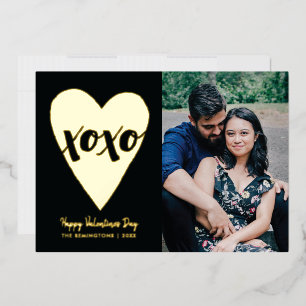 Folie XOXO Hart Valentijnsdag Kaart - Zwart