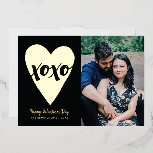 Folie XOXO Heart Valentijnsdag Kaart - zwart (Envelop)