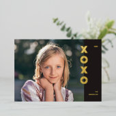 Folie XOXO Valentijnsdag Fotokaart - zwart Folie Uitnodiging (Staand Voorkant)