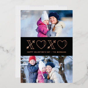 Folie X's & O's Valentijnsdag 2-foto kaart - Zwart