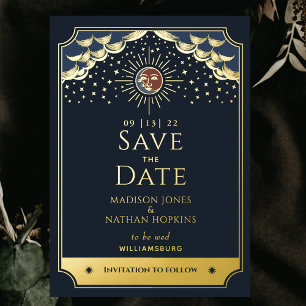 Folie Zon & Maan Tarotkaart Trouw Save the Date Uitnodiging