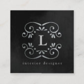 Folie zwarte zilverkleurige zijderupsen bloeit mon vierkante visitekaartje (Voorkant)