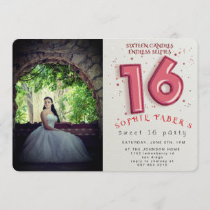 Folieballon Sweet Sixteen Verjaardagsfeest  Kaart