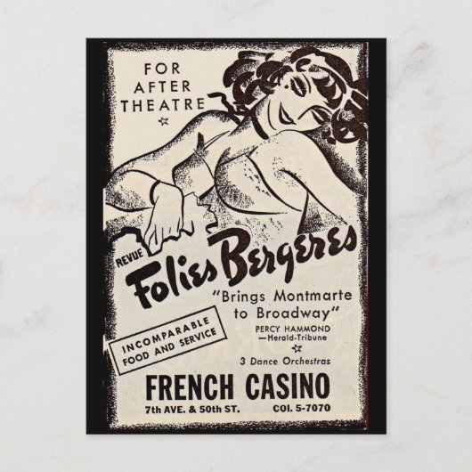 Folies Bergere ad 1930 Briefkaart (Voorkant)