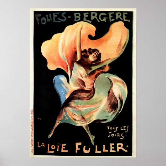  FOLIES BERGERE Art Nouveau Women gaan omhoog Poster (Voorkant)