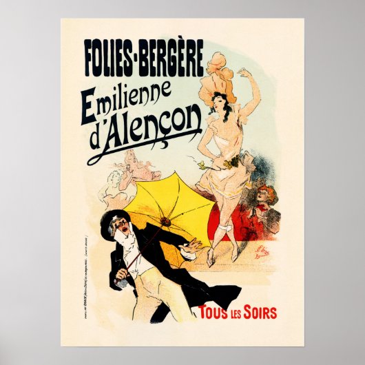 FOLIES BERGERE Emilienne Paris Old Jules Cheret Poster (Voorkant)