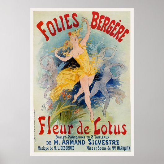Folies Bergère "Fleur de Lotus" Reclame 1893 Poster (Voorkant)