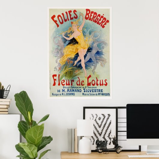 Folies Bergere Poster van Jules Cheret (Thuiskantoor)