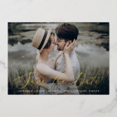 Foliescript met Delicate Gold-film: foto Save the  Folie Uitnodiging (Voorkant)