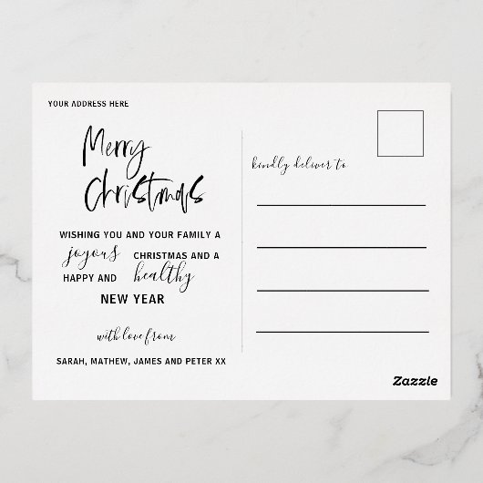 Foliescript met Merry & Bright Gold Foil en met Ke Folie Feestdagen Briefkaart (Achterkant)