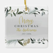 Folietefoto voor prettige kerstwaterverf keramisch ornament (Voorkant)