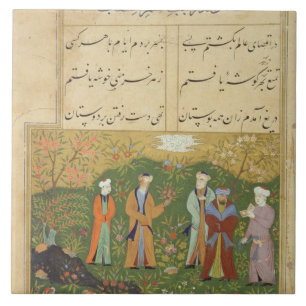 Folio 39, een tuinscène uit de 'Bustan of Sa'd' Tegeltje