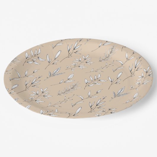 Foliumbladeren stengels in de bladeren- en naaldbl papieren bordje (Gekanteld)