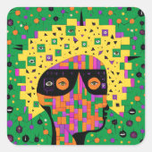 Folk 001 Nancy Vierkante Sticker (Voorkant)