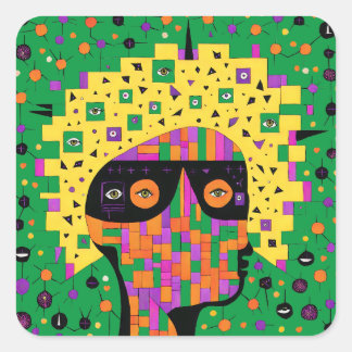 Folk 001 Nancy Vierkante Sticker