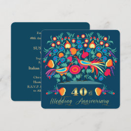 Folk Art 40ste huwelijksjubileumfeest Kaart