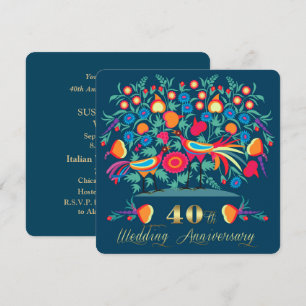 Folk Art 40ste huwelijksjubileumfeest Kaart