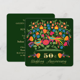 Folk Art 50ste gouden huwelijksjubileumfeest Kaart