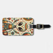 Folk Art Alien Bug Bagagelabel (Voorkant horizontaal)