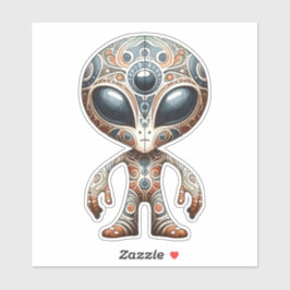 Folk Art Alien Sticker