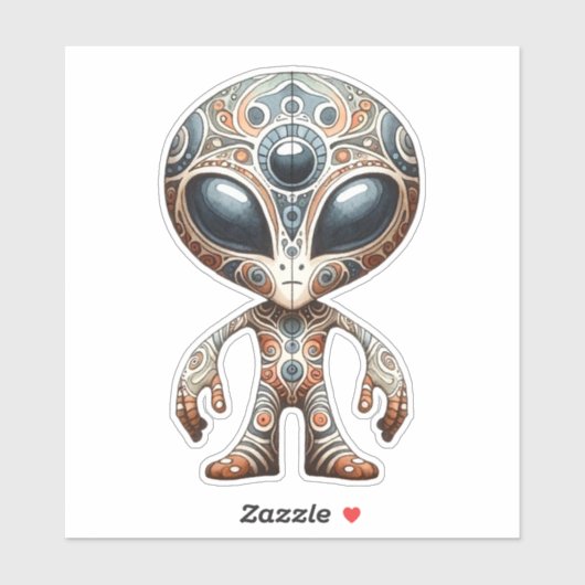 Folk Art Alien Sticker (Vel)