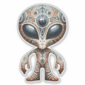 Folk Art Alien Sticker (Voorkant)