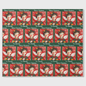 Folk-art Angel Add Recipients Name Christmas Roll Cadeaupapier (Vlak)