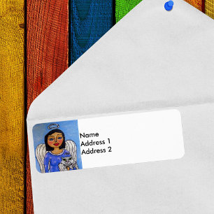 Folk Art Angel Cat Angel Etiket