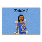 Folk Art Angel houdt witte engel kat op wolk Kaart (Achterkant)