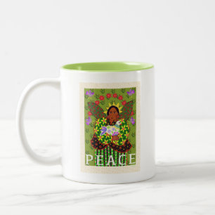 Folk Art Angel met Dove Tweekleurige Koffiemok