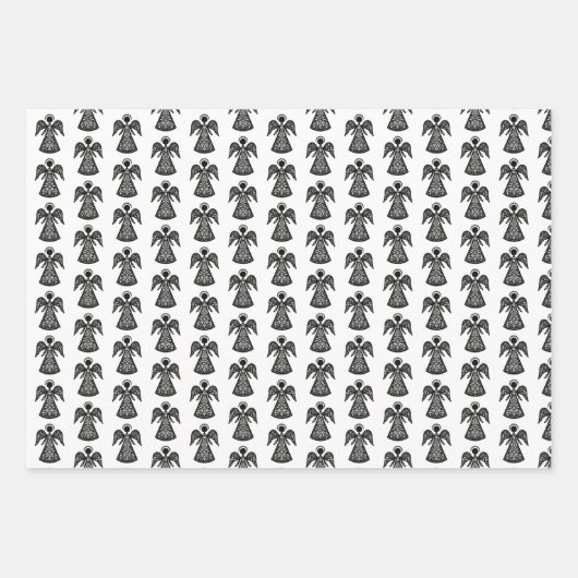 Folk Art Angel Pattern Inpakpapier Vel (Voorkant 3)