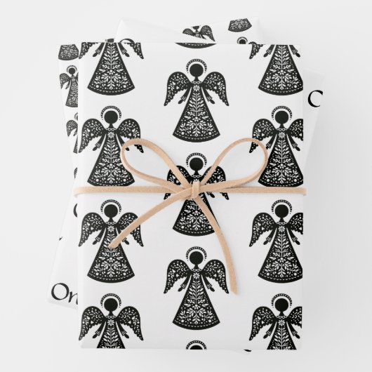 Folk Art Angel Pattern Inpakpapier Vel (In situ)