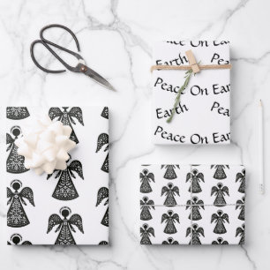 Folk Art Angel Pattern Inpakpapier Vel