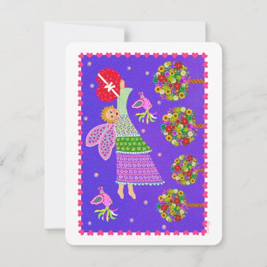 Folk Art Angel Valentijn 4.5x5.5 Vaste vakantiekaa Feestdagenkaart (Voorkant)