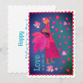 Folk Art Angel Valentine Feestdagenkaart (Voorkant / Achterkant)