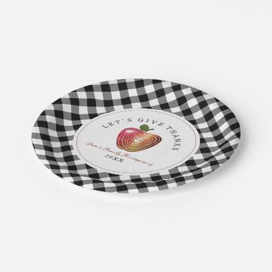 Folk Art Apple Plaid Thanksgiving Papieren Bordje (Gekanteld)