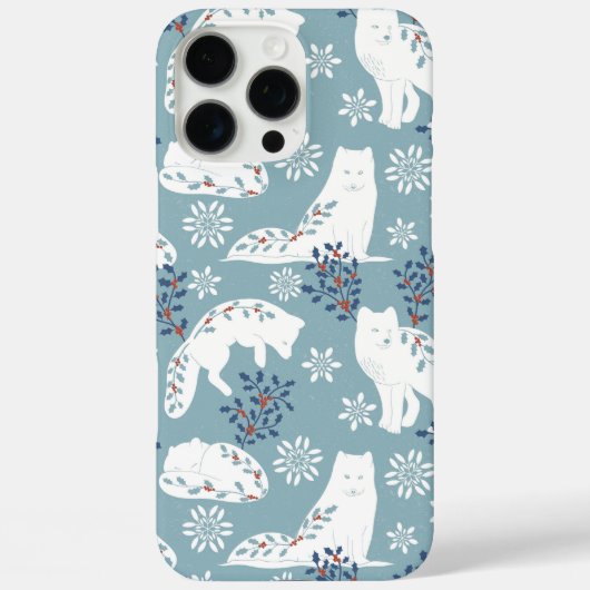 Folk Art Arctic Fox in de sneeuw met Holly Case-Mate iPhone Case (Achterkant)
